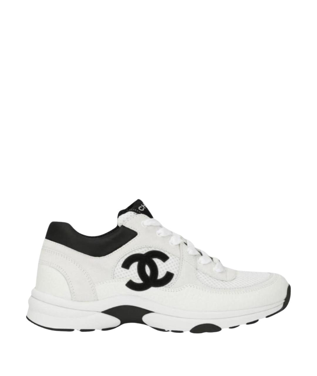 CHANEL Белые кожаные кроссовки, фото 1