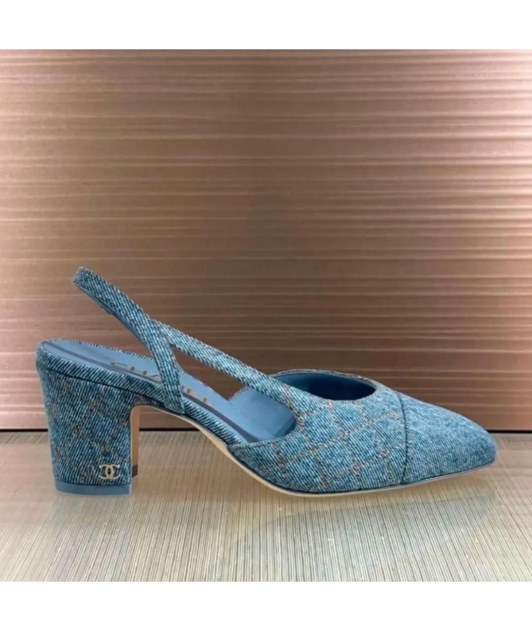CHANEL Голубые текстильные туфли, фото 3