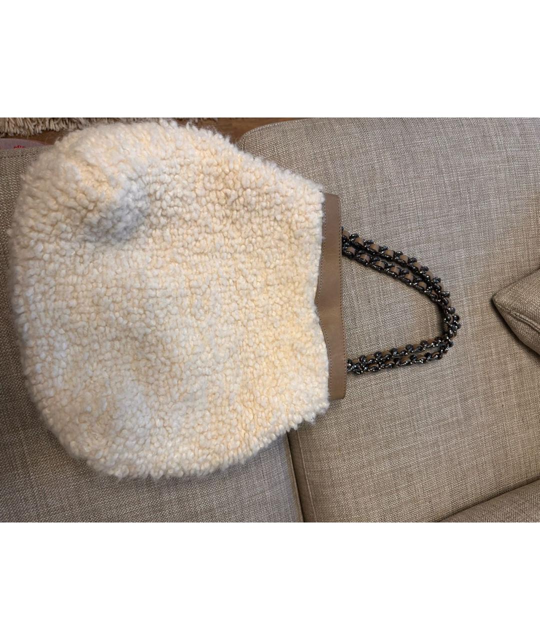 ERMANNO SCERVINO Бежевая шерстяная сумка с короткими ручками, фото 2