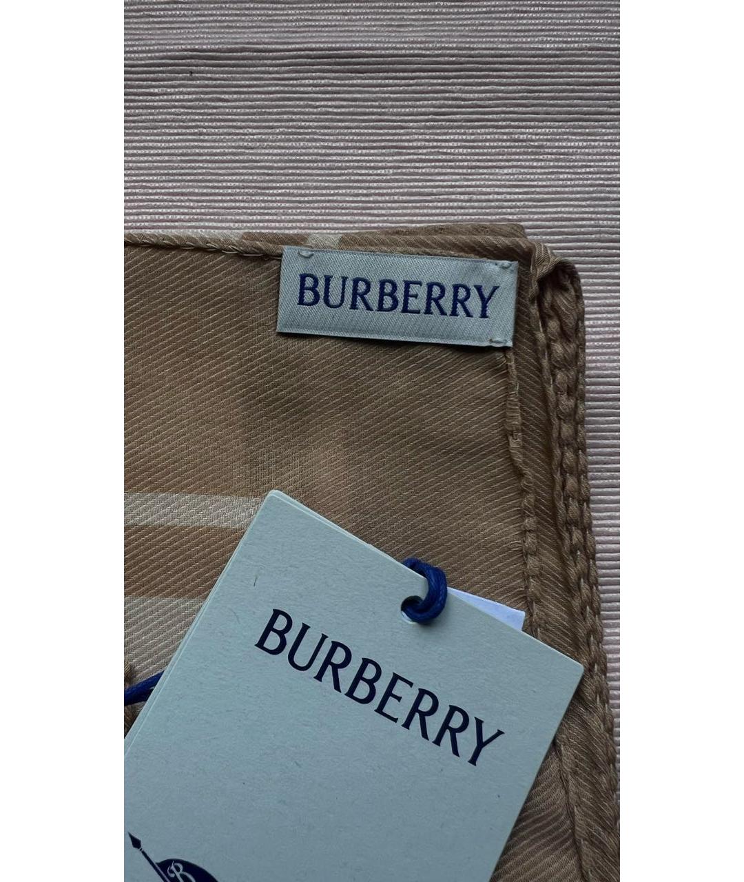 BURBERRY Бежевый хлопковый платок, фото 3