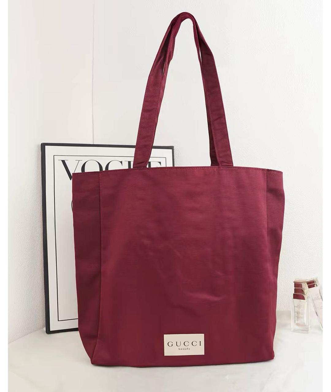 GUCCI Бордовая пляжная сумка, фото 5