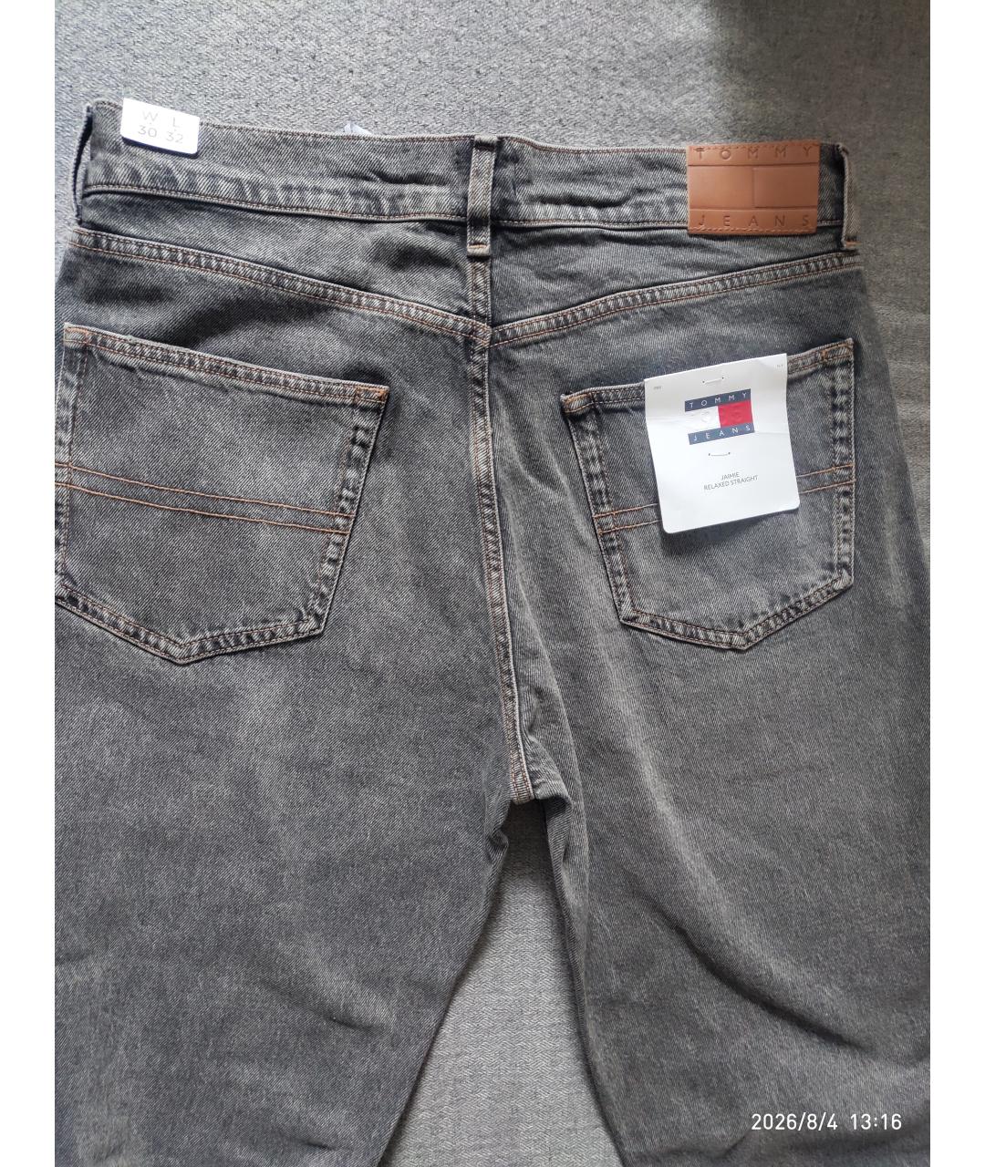 TOMMY HILFIGER Серые хлопковые прямые джинсы, фото 4