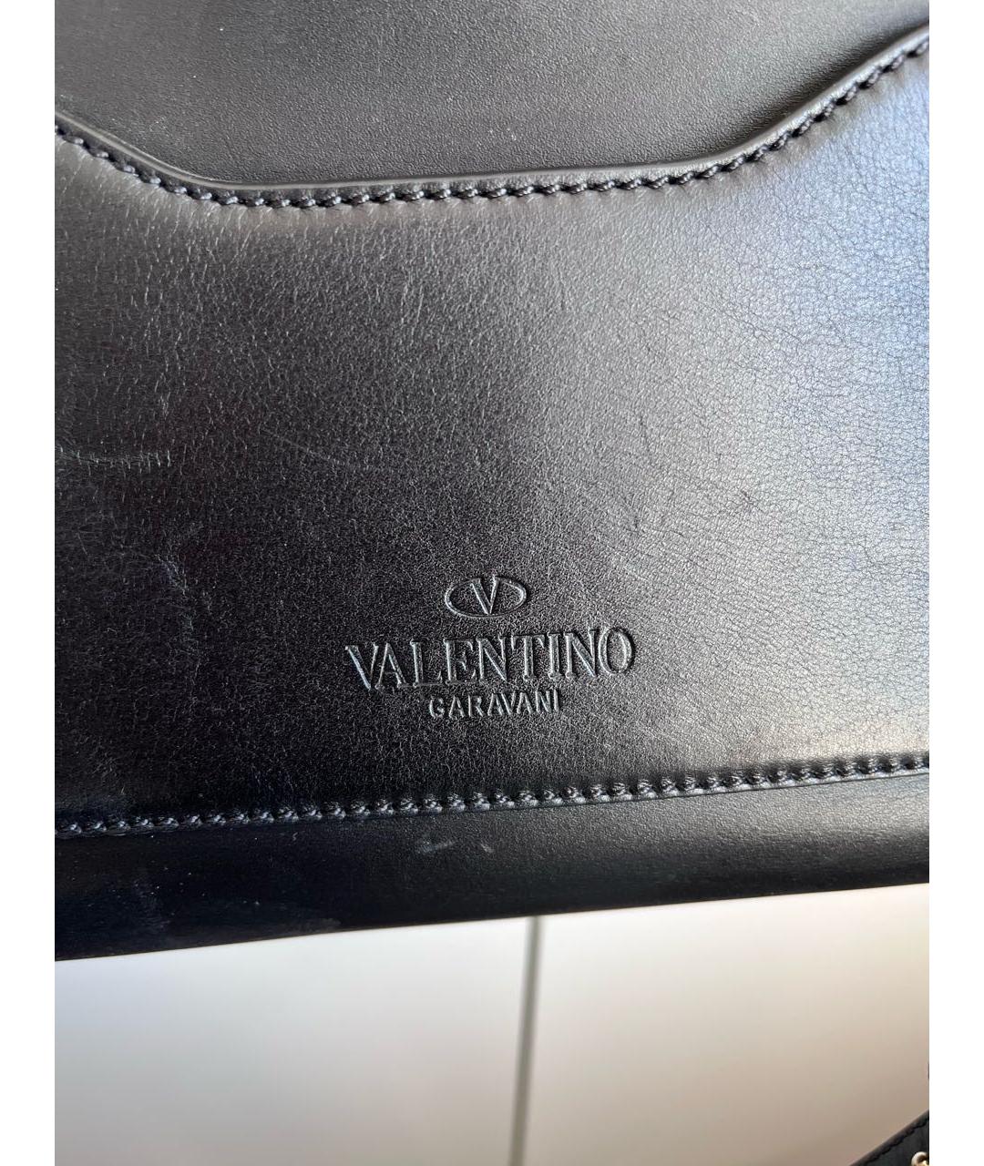 VALENTINO Черная кожаная сумка с короткими ручками, фото 3