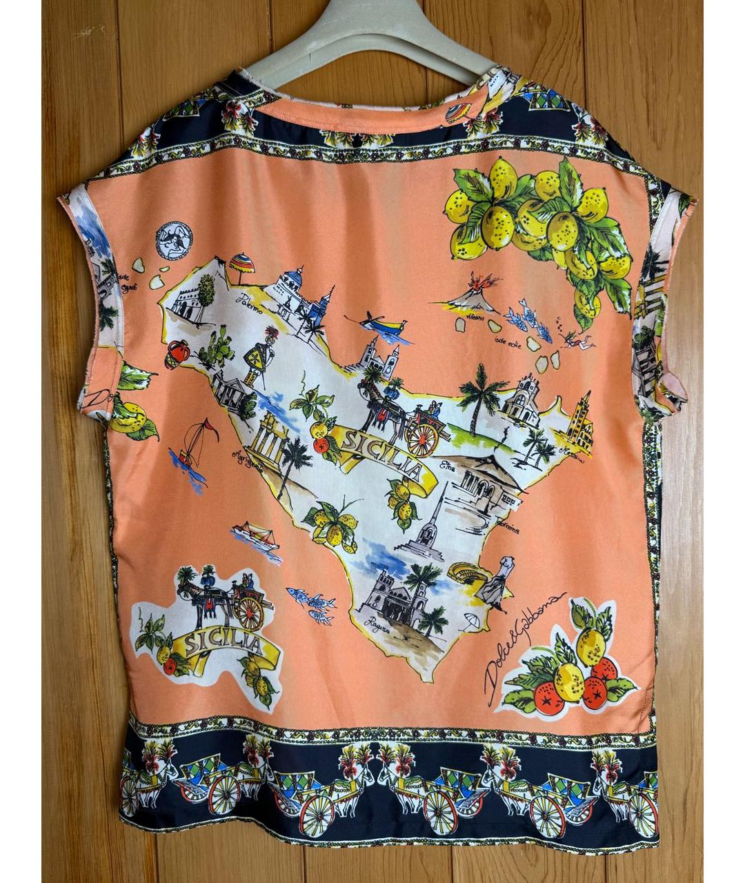 DOLCE&GABBANA Оранжевая шелковая блузы, фото 2