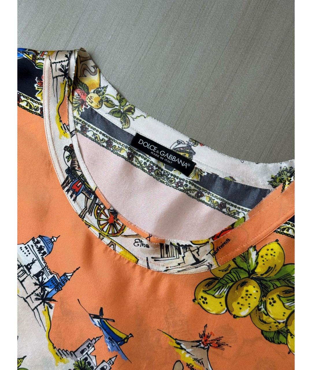 DOLCE&GABBANA Оранжевая шелковая блузы, фото 3