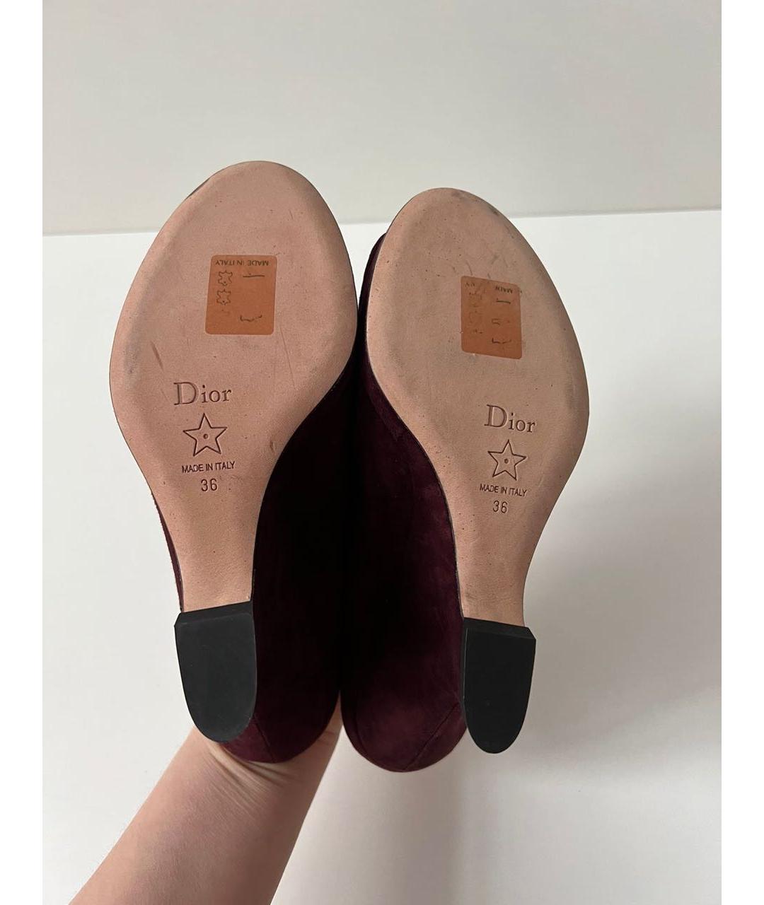 CHRISTIAN DIOR Бордовые замшевые мюли, фото 5