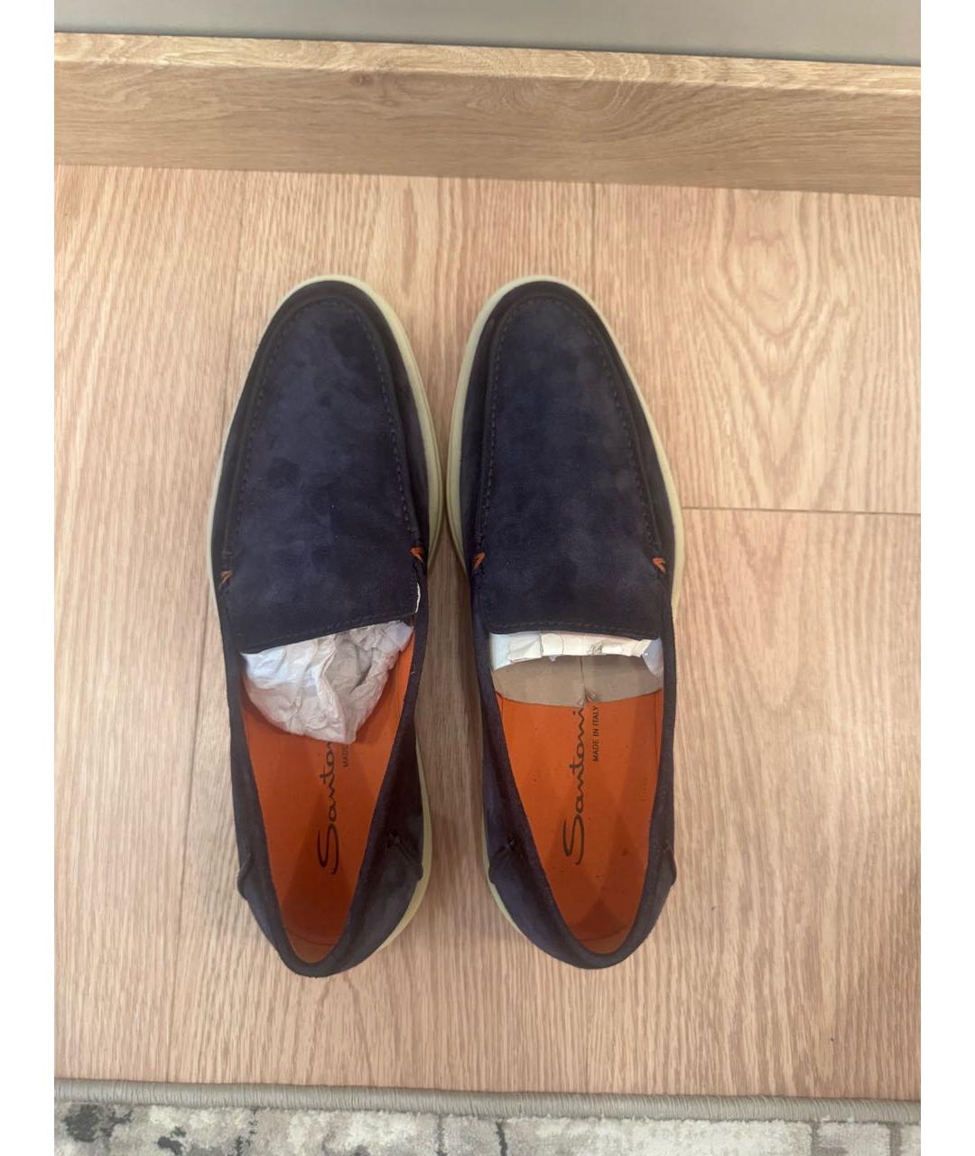 SANTONI Темно-синие нубуковые лоферы, фото 3