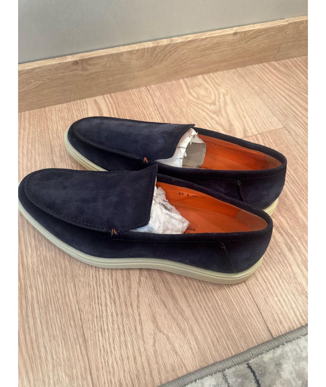 SANTONI Темно-синие нубуковые лоферы, фото 6