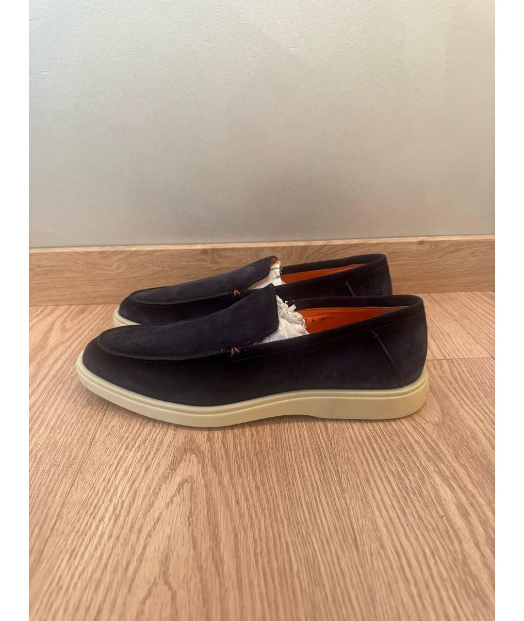 SANTONI Темно-синие нубуковые лоферы, фото 9