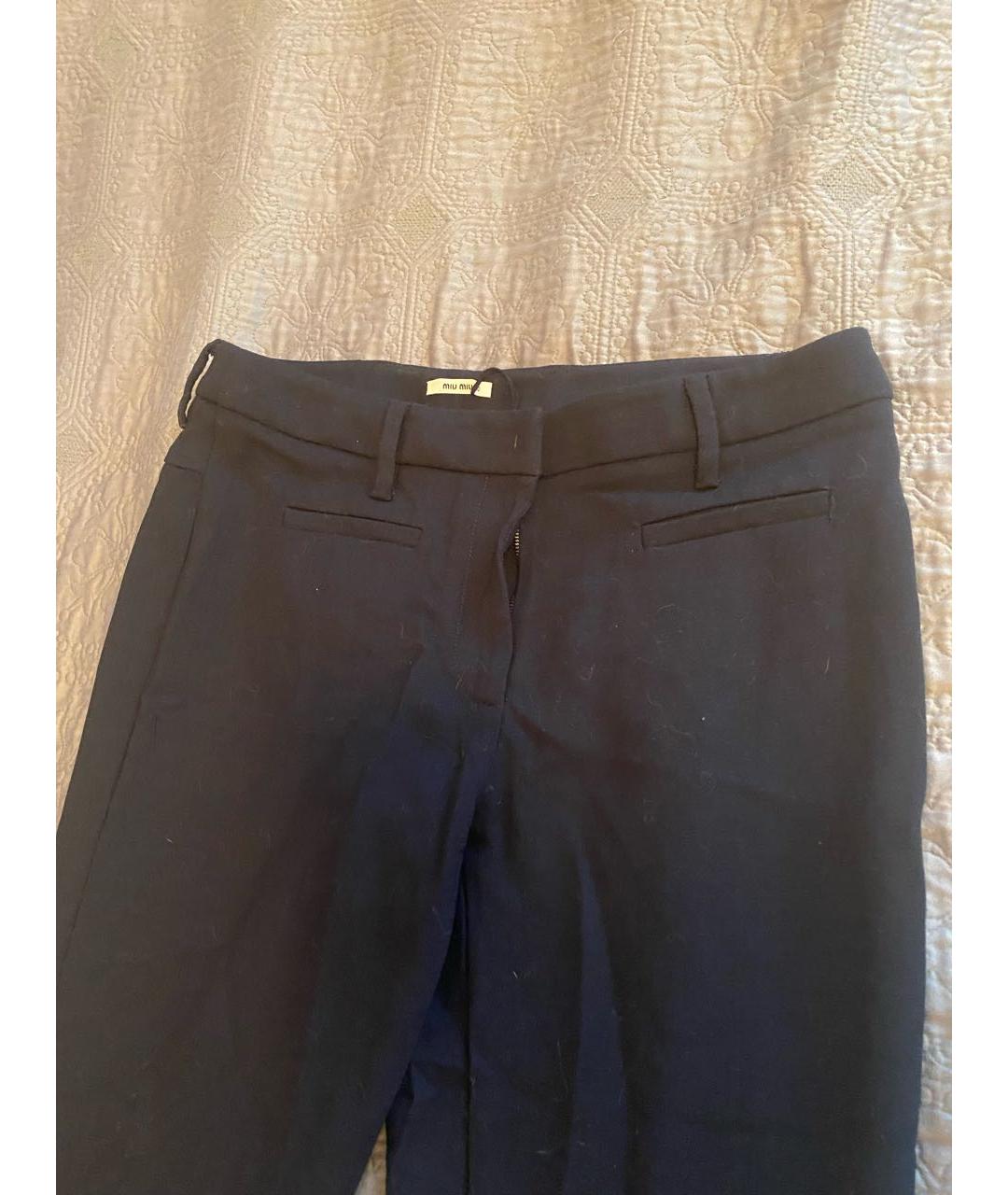 MIU MIU Черные шерстяные брюки узкие, фото 4