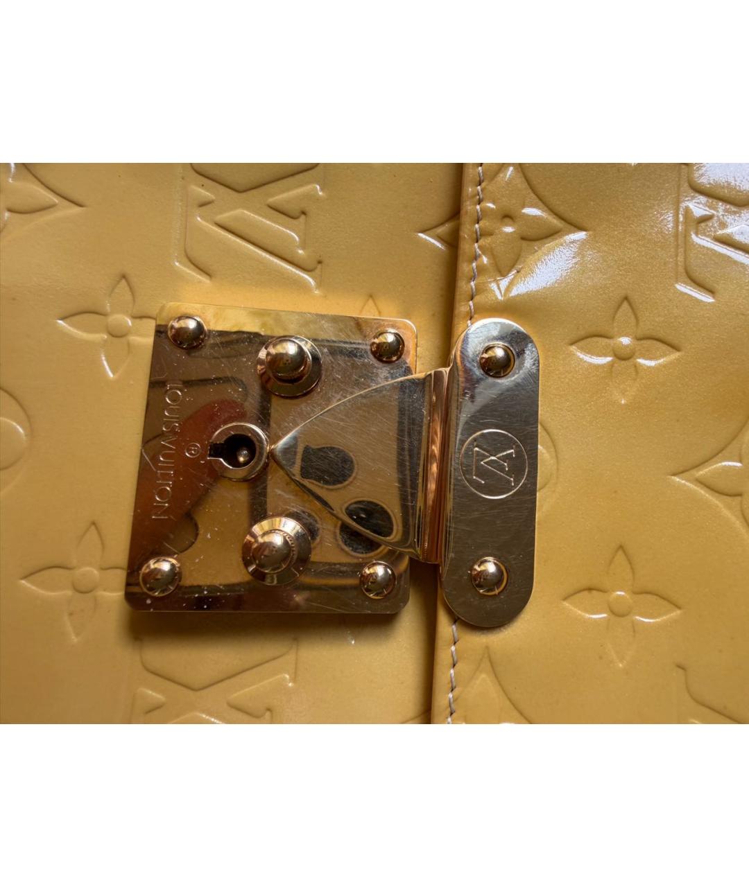 LOUIS VUITTON Желтая сумка с короткими ручками из лакированной кожи, фото 8