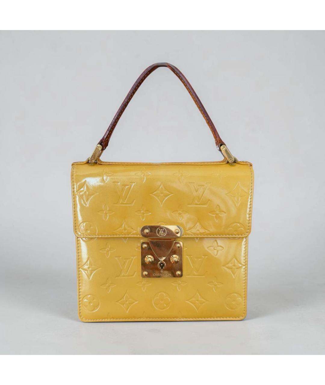 LOUIS VUITTON Желтая сумка с короткими ручками из лакированной кожи, фото 9