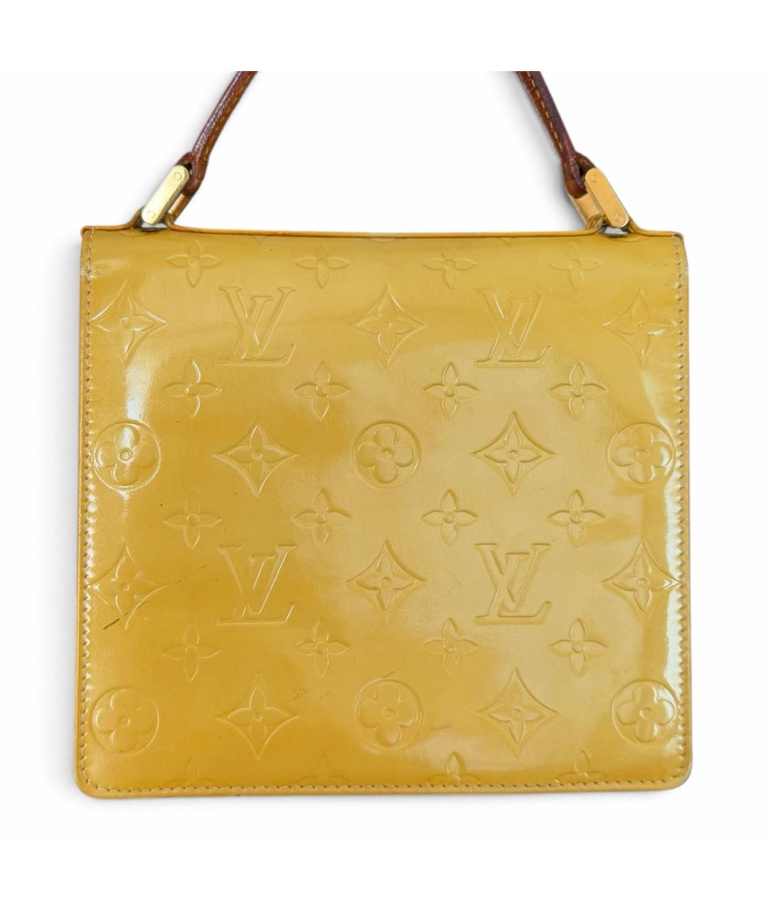 LOUIS VUITTON Желтая сумка с короткими ручками из лакированной кожи, фото 3