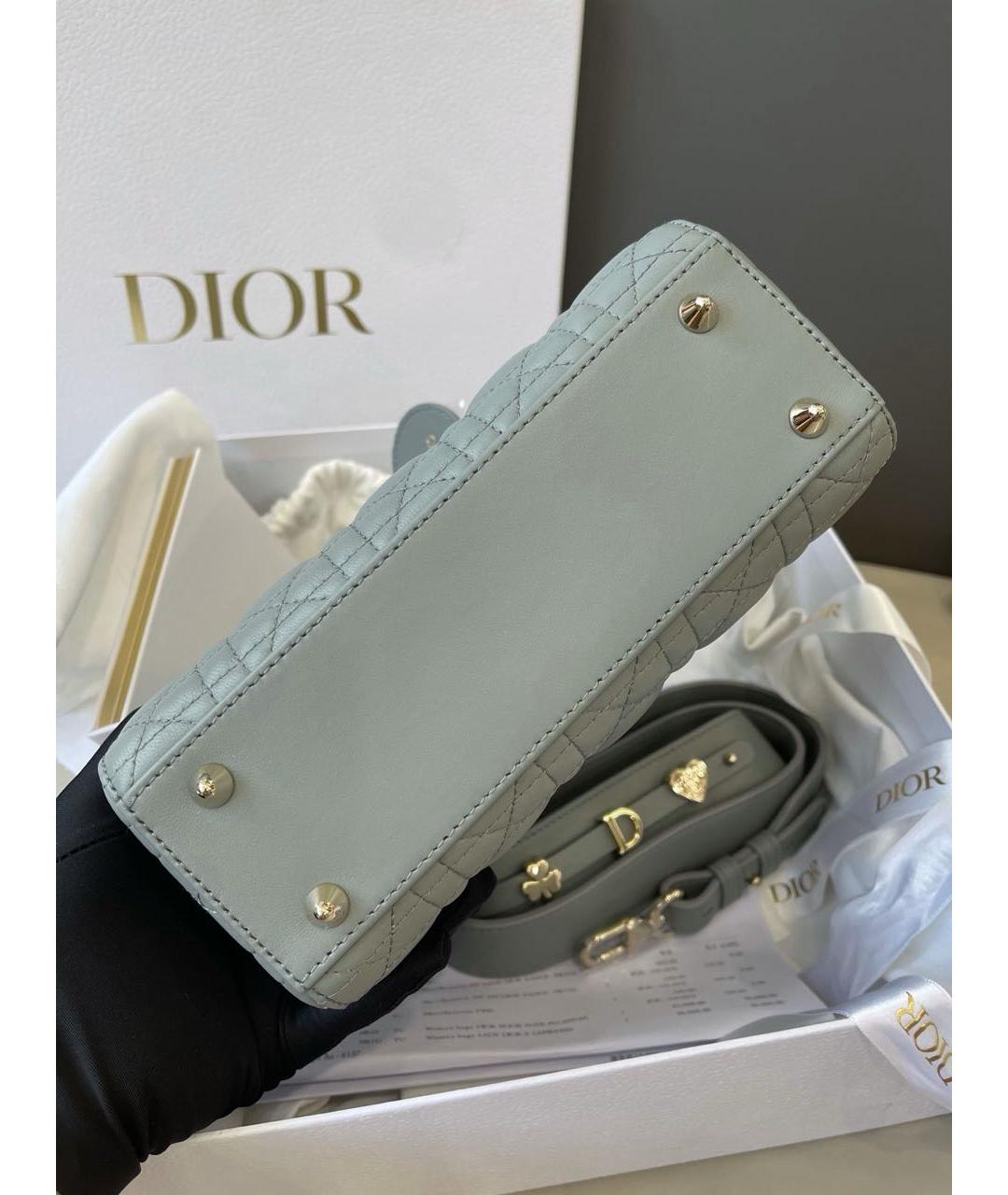 CHRISTIAN DIOR Серая кожаная сумка с короткими ручками, фото 6