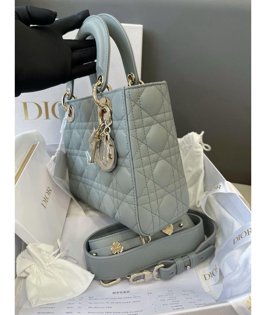 CHRISTIAN DIOR Серая кожаная сумка с короткими ручками, фото 4