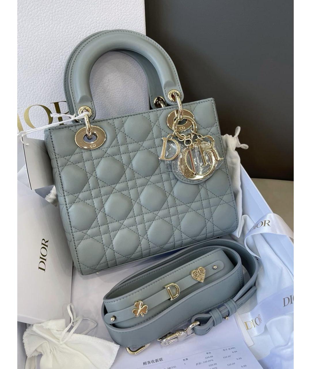 CHRISTIAN DIOR Серая кожаная сумка с короткими ручками, фото 2