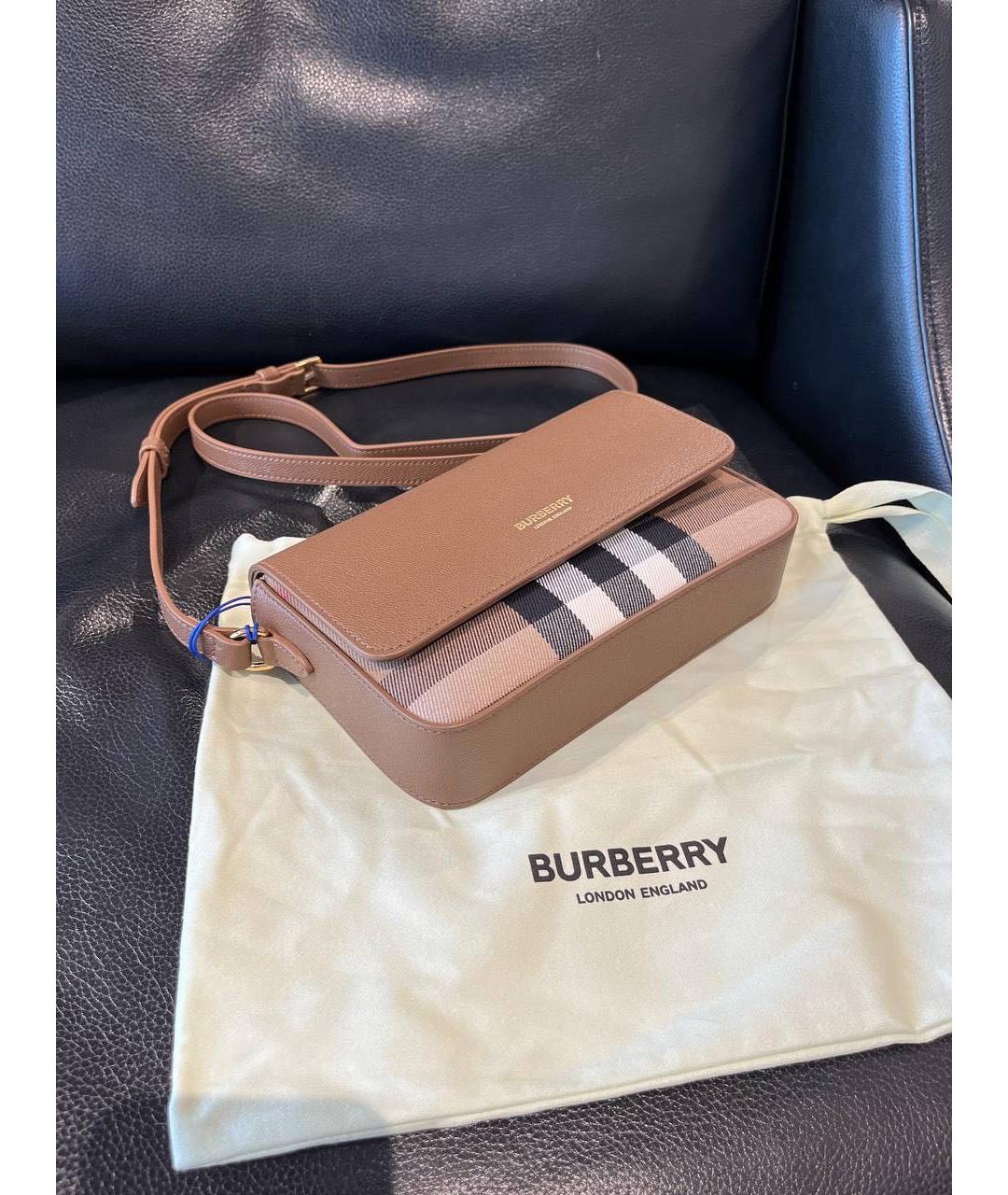 BURBERRY Коричневая кожаная сумка через плечо, фото 2