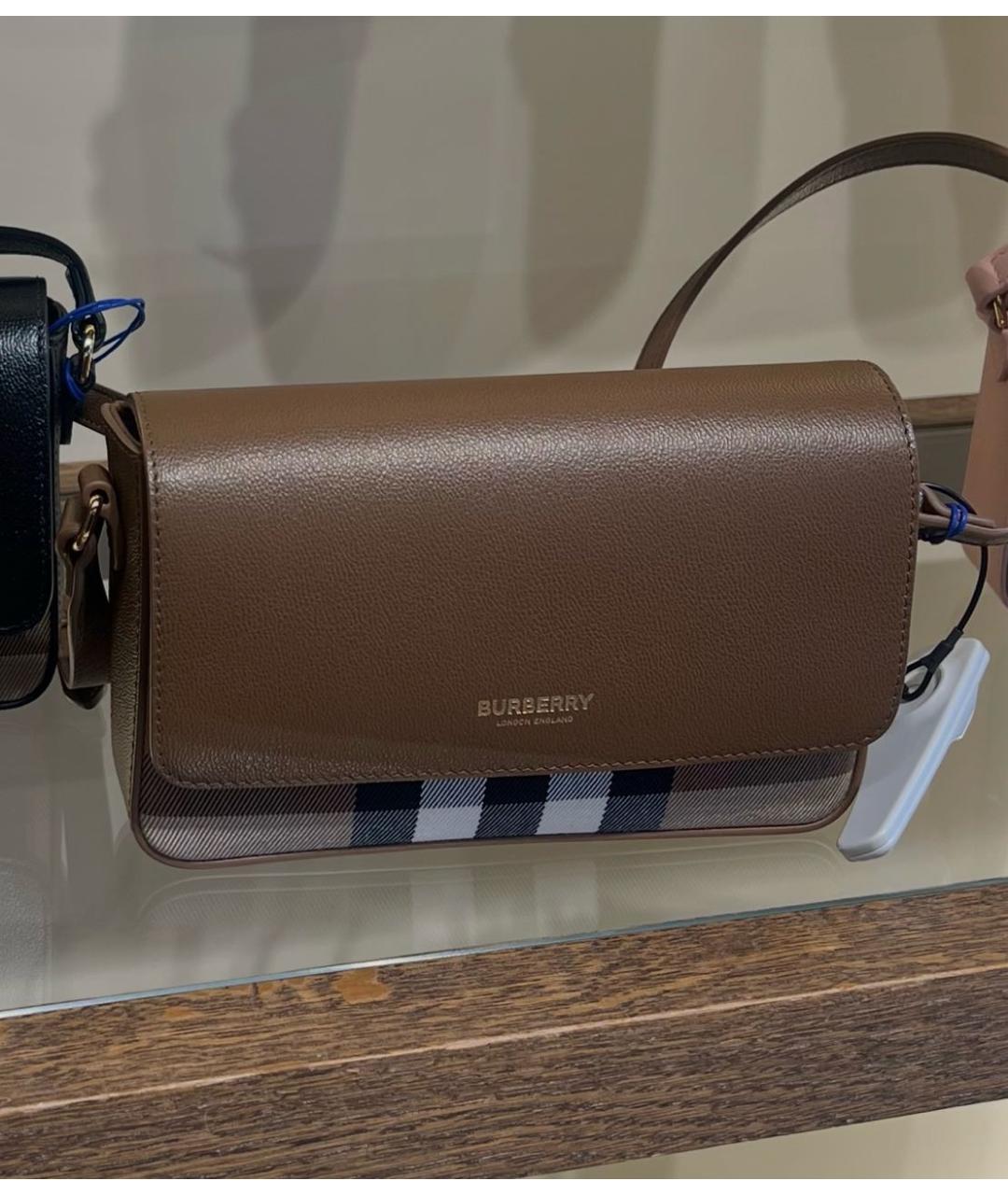 BURBERRY Коричневая кожаная сумка через плечо, фото 5