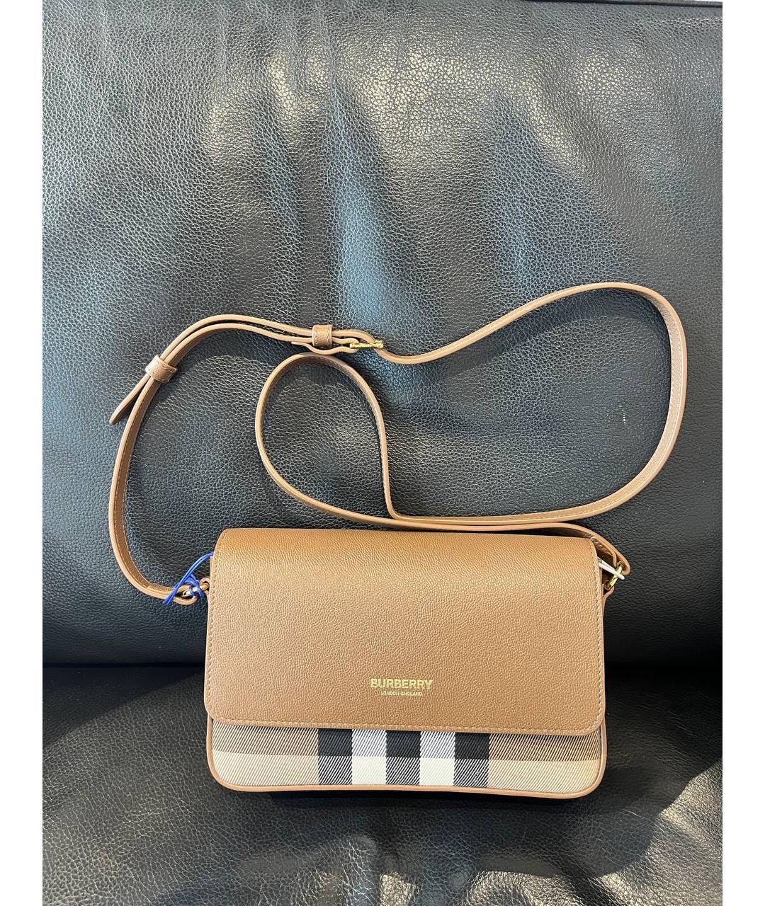 BURBERRY Коричневая кожаная сумка через плечо, фото 7