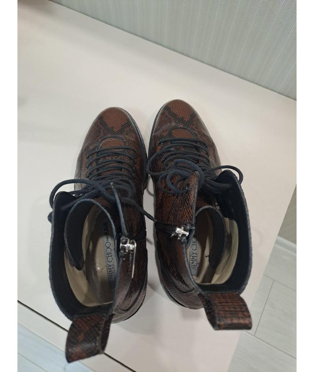 JIMMY CHOO Коричневые кожаные ботинки, фото 3