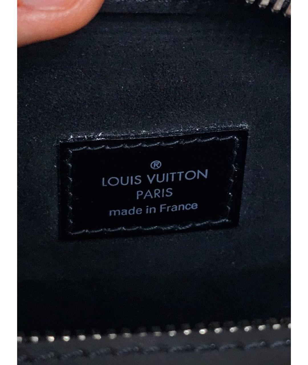 LOUIS VUITTON Черная кожаная сумка с короткими ручками, фото 4