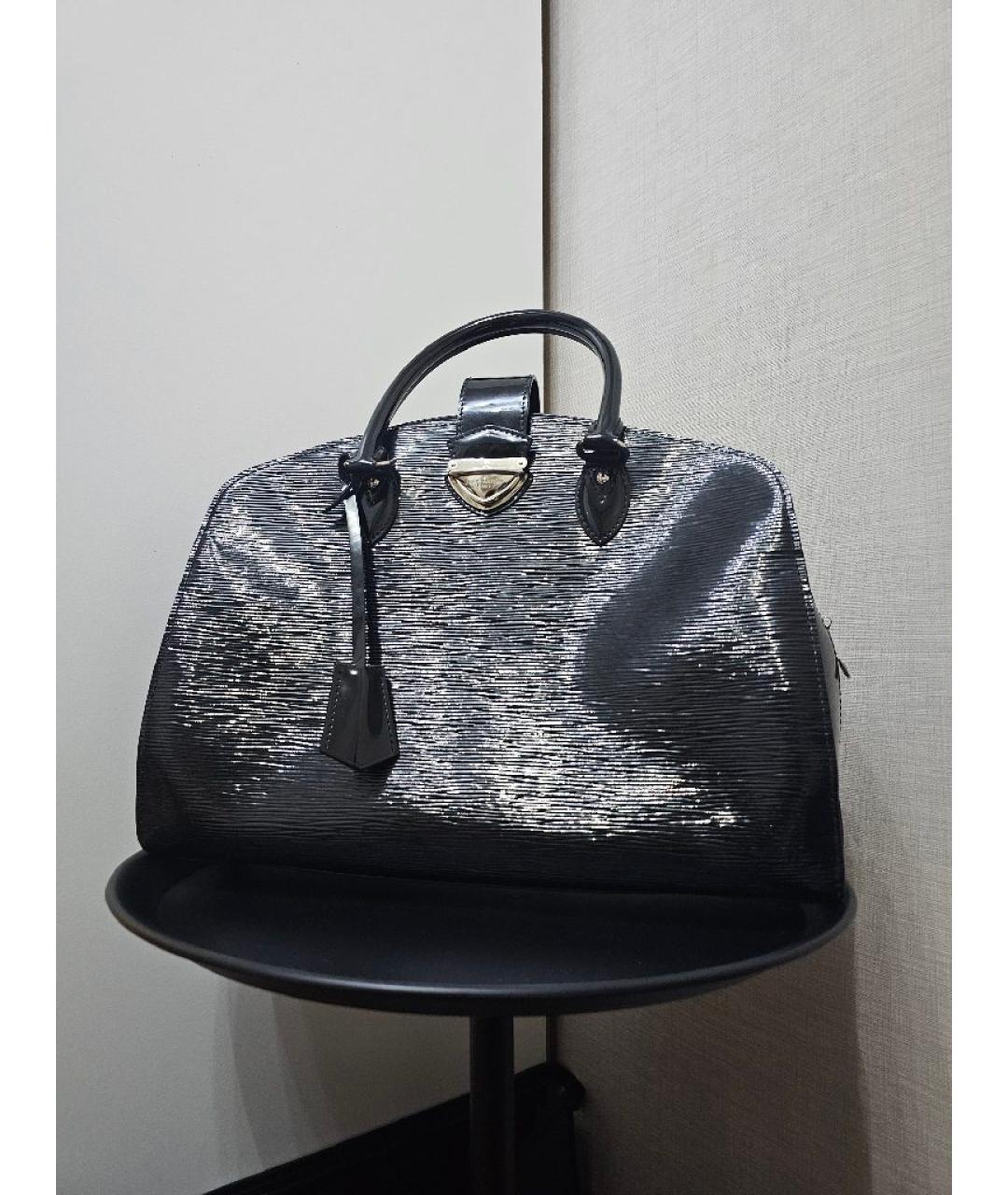 LOUIS VUITTON Черная кожаная сумка с короткими ручками, фото 10