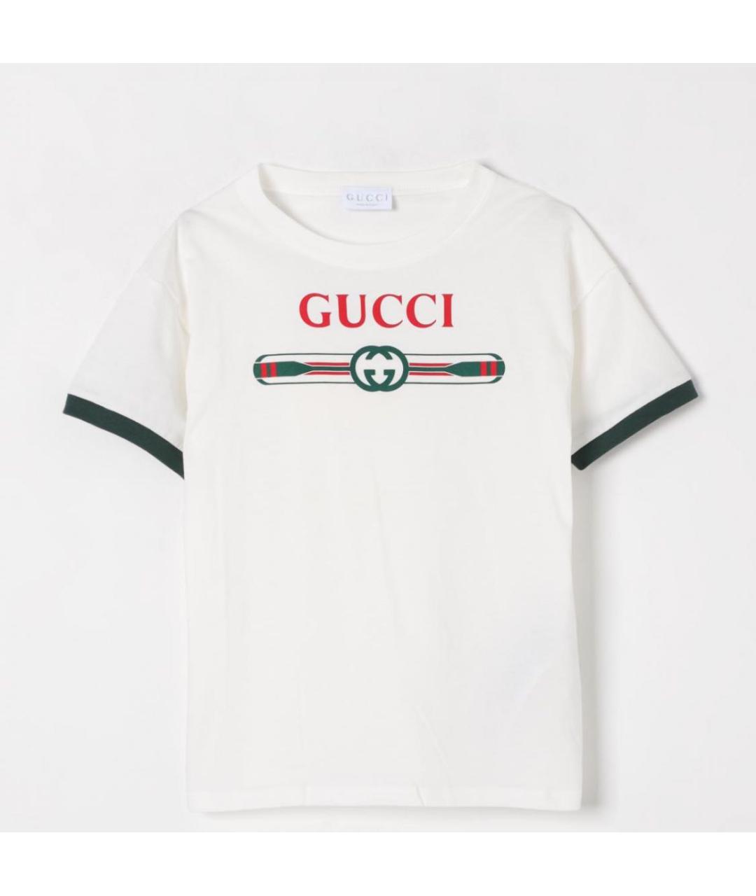 GUCCI Белая хлопковая футболка, фото 6