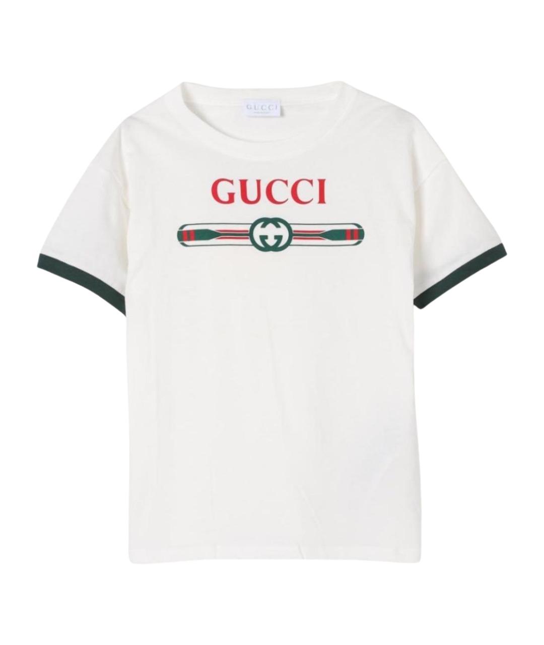 GUCCI Белая хлопковая футболка, фото 1