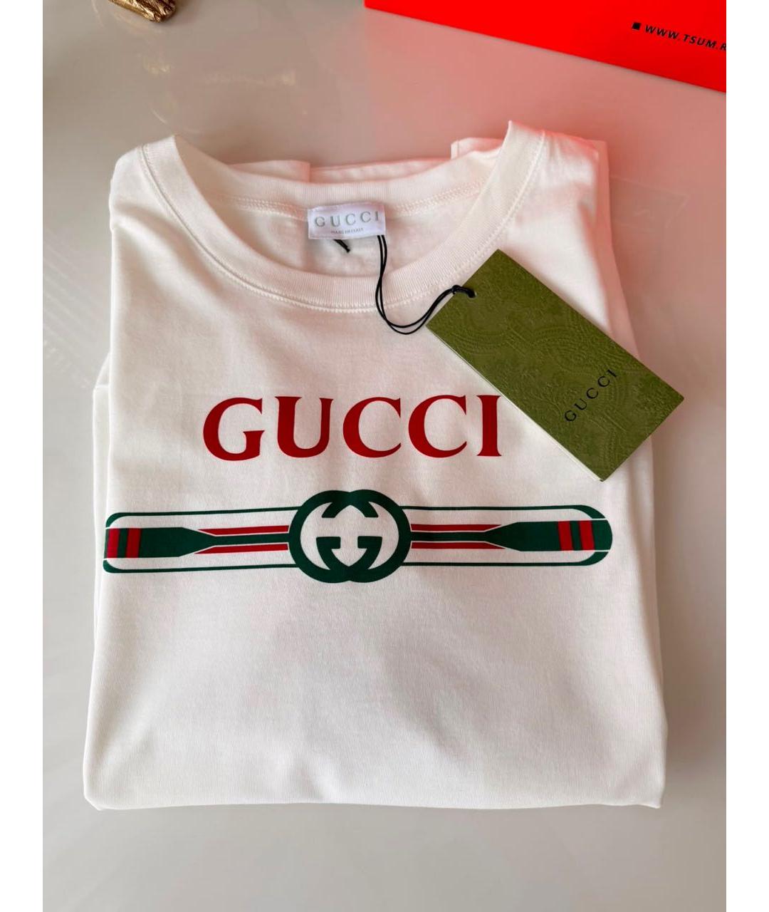 GUCCI Белая хлопковая футболка, фото 3