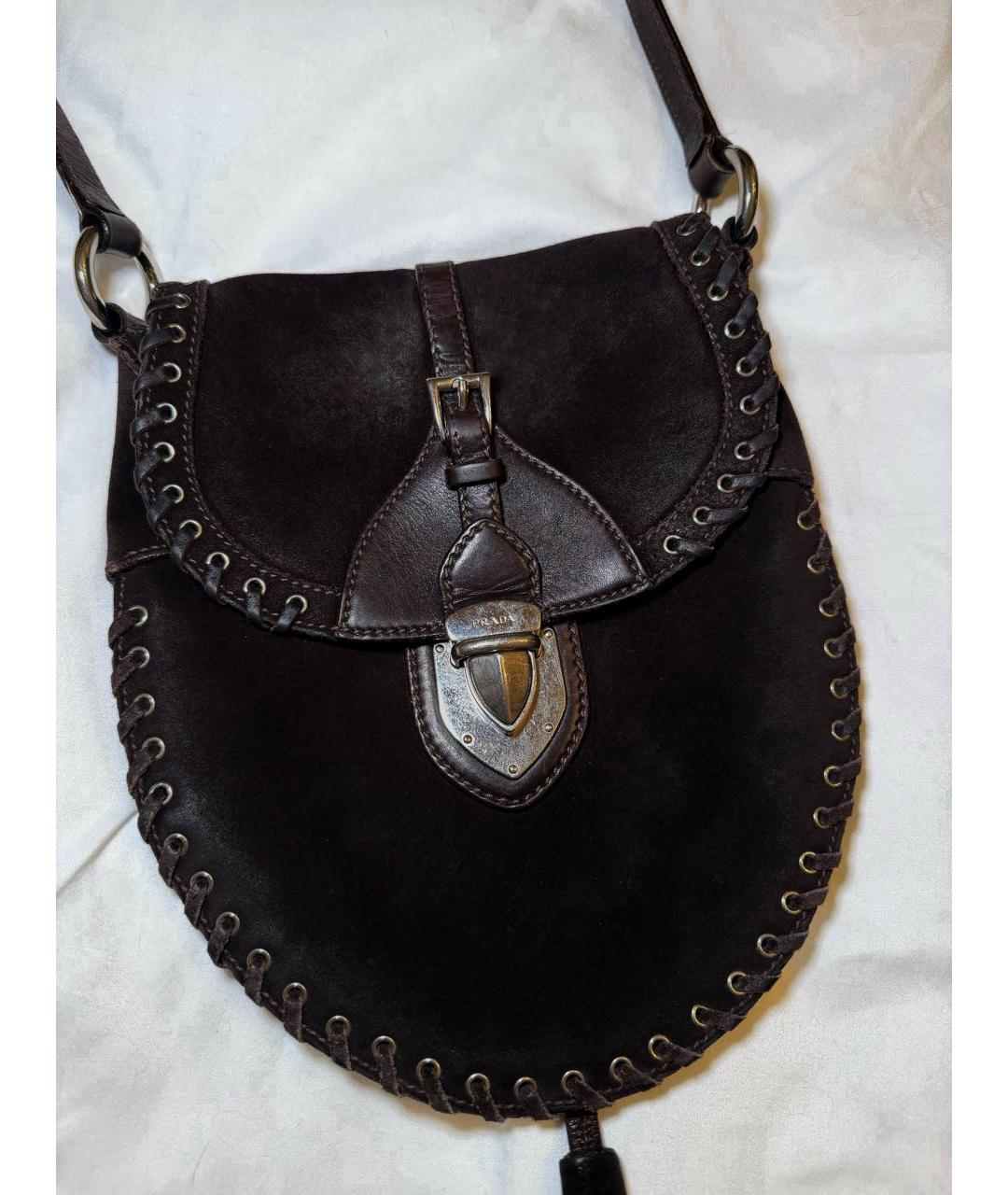 PRADA Коричневая замшевая сумка через плечо, фото 2