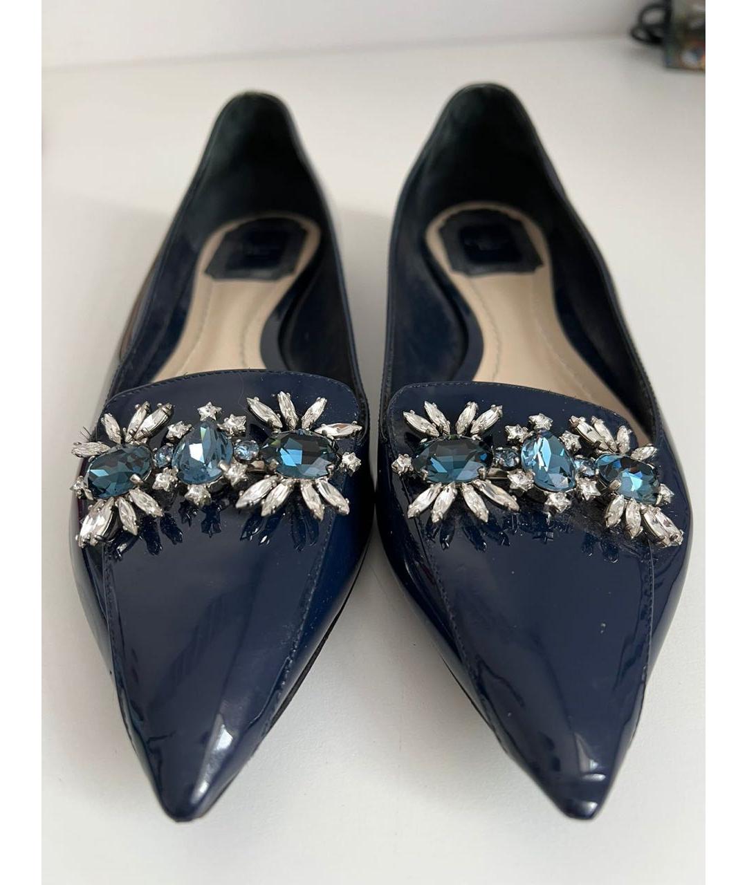 CHRISTIAN DIOR Синие балетки из лакированной кожи, фото 2