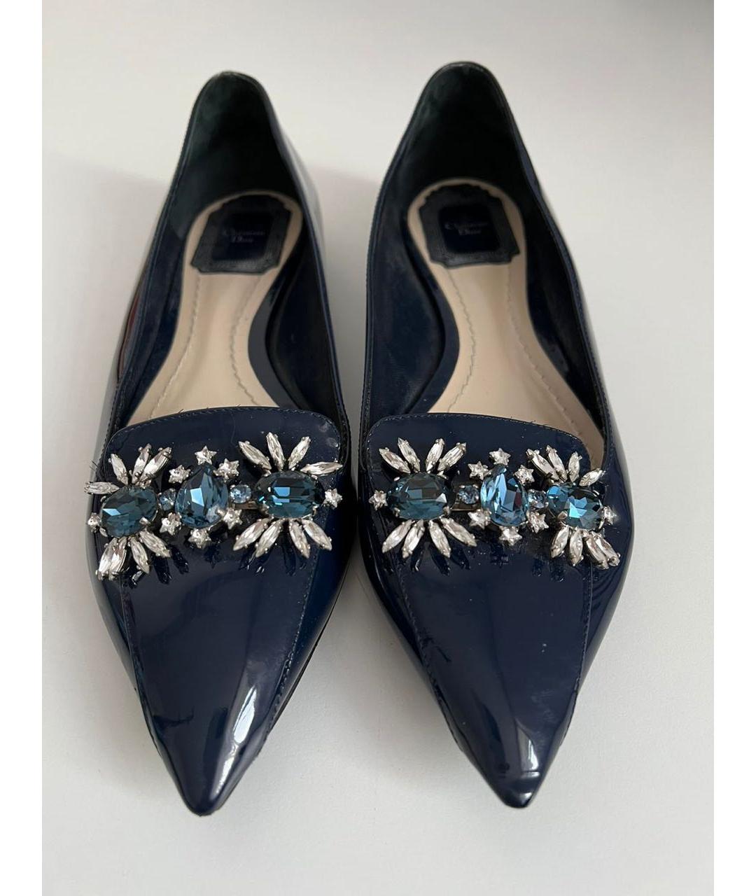 CHRISTIAN DIOR Синие балетки из лакированной кожи, фото 8