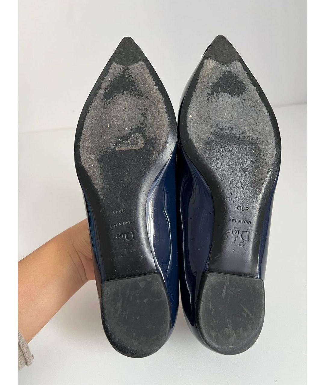 CHRISTIAN DIOR Синие балетки из лакированной кожи, фото 6