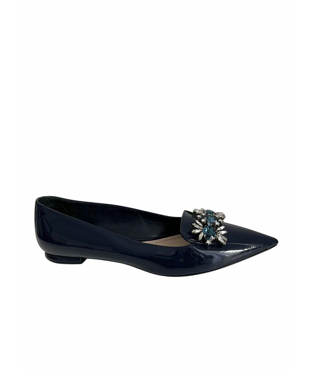 CHRISTIAN DIOR Синие балетки из лакированной кожи, фото 1