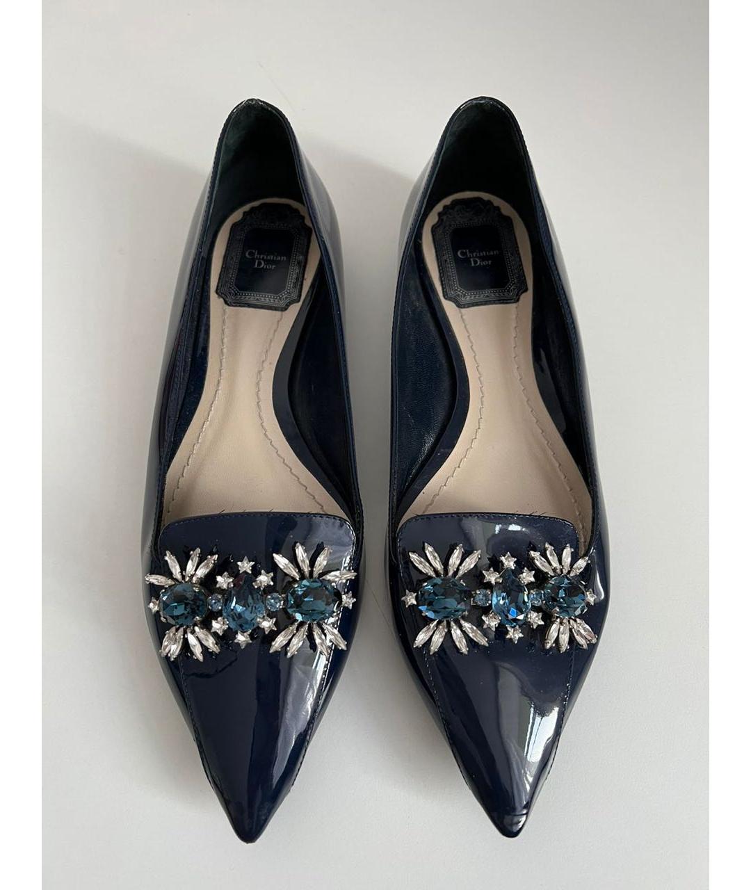 CHRISTIAN DIOR Синие балетки из лакированной кожи, фото 3