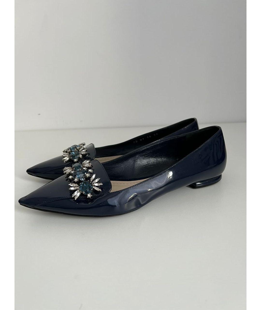 CHRISTIAN DIOR Синие балетки из лакированной кожи, фото 4