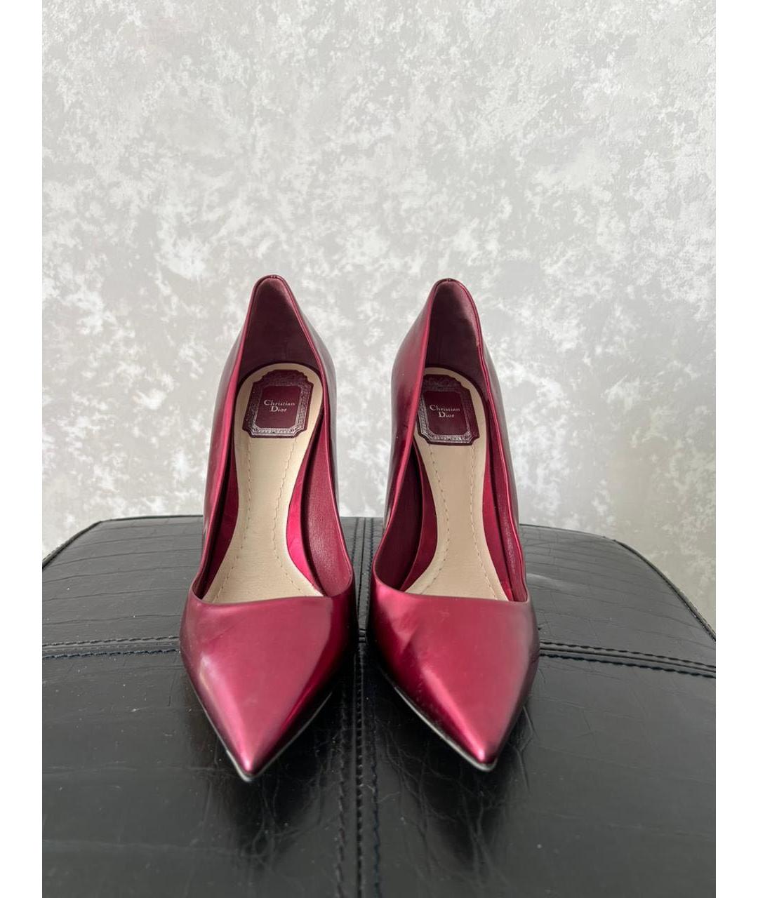 CHRISTIAN DIOR Бордовые кожаные туфли, фото 2