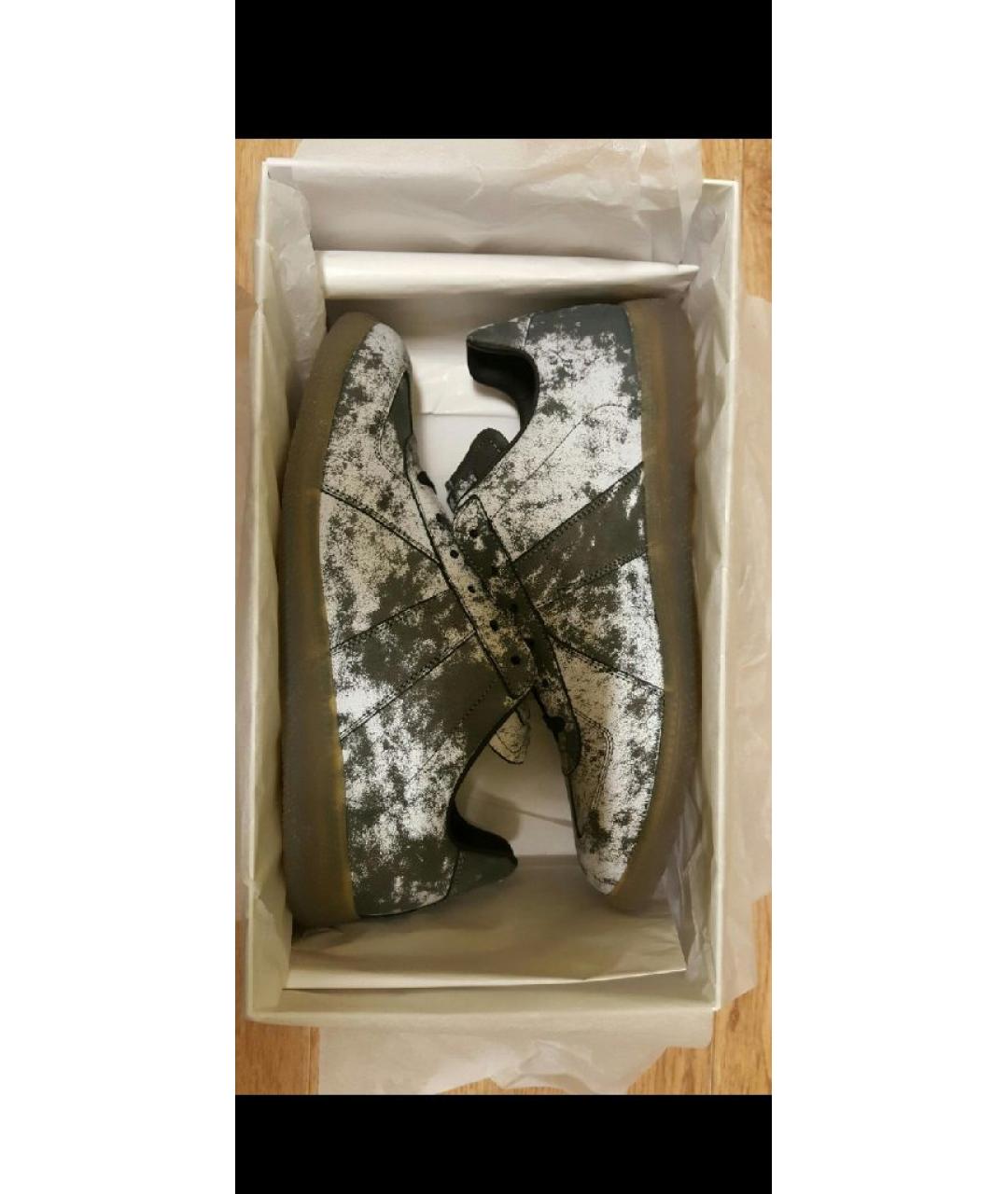 MAISON MARGIELA Серые кожаные низкие кроссовки / кеды, фото 5