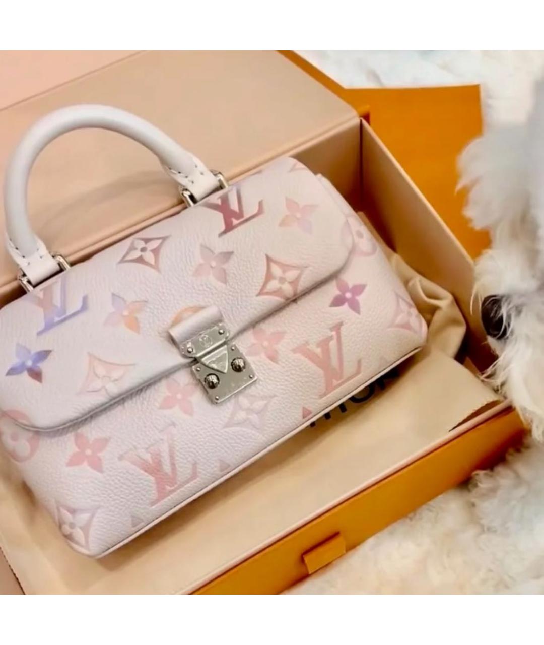 LOUIS VUITTON Белая кожаная сумка с короткими ручками, фото 5