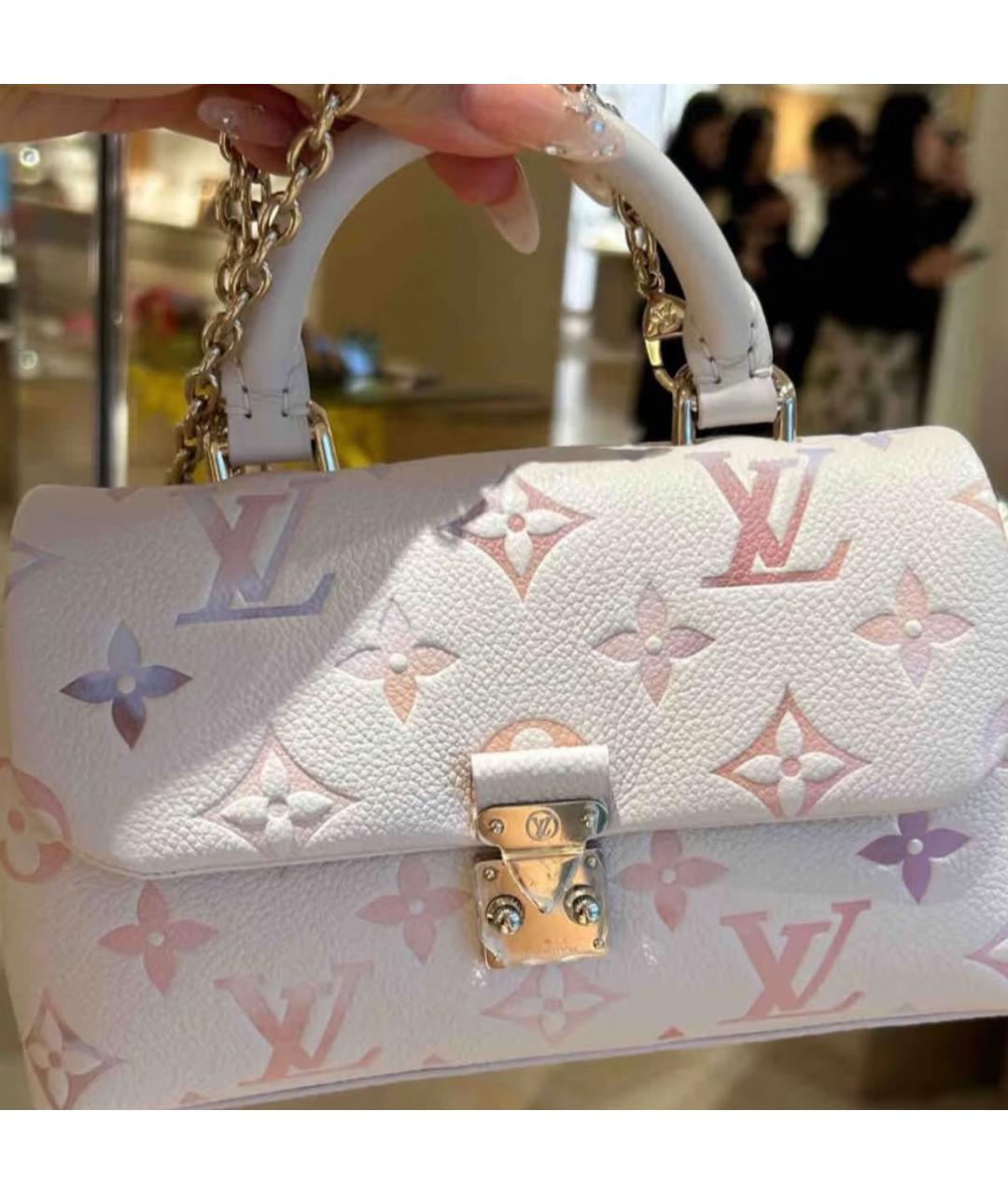 LOUIS VUITTON Белая кожаная сумка с короткими ручками, фото 7