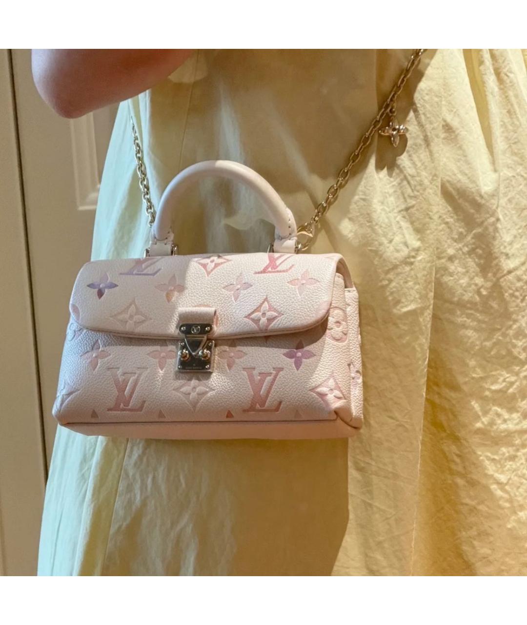 LOUIS VUITTON Белая кожаная сумка с короткими ручками, фото 8
