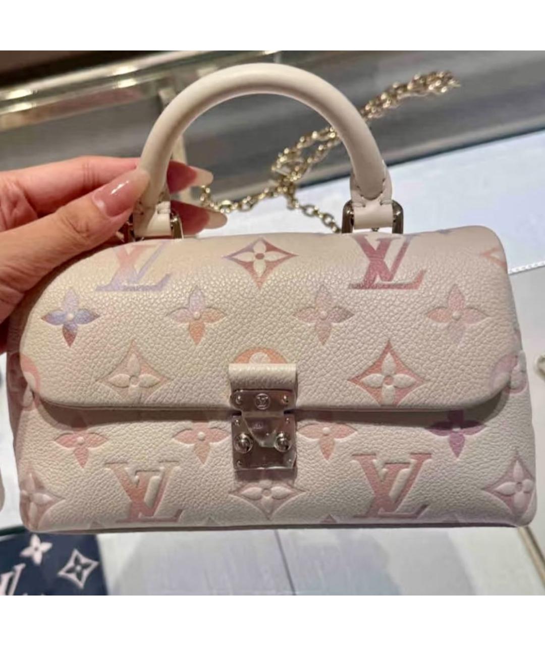 LOUIS VUITTON Белая кожаная сумка с короткими ручками, фото 6