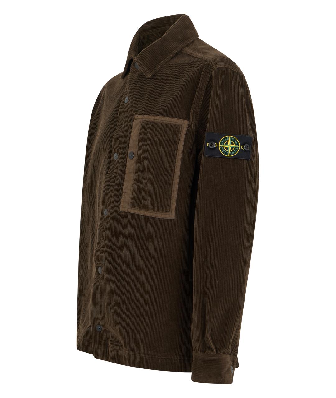 STONE ISLAND Коричневая хлопковая кэжуал рубашка, фото 3