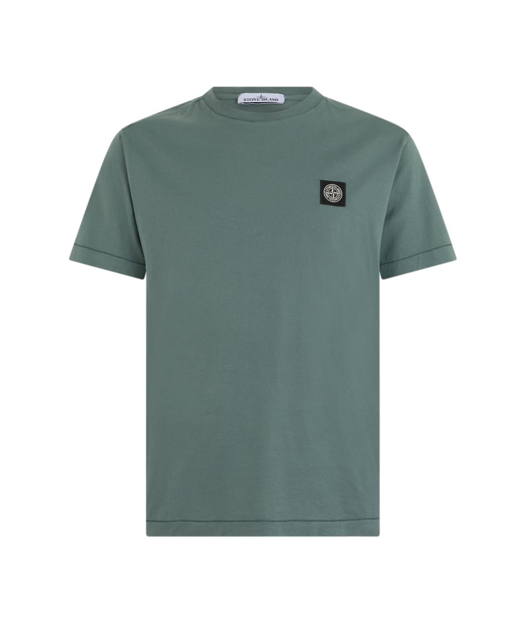 STONE ISLAND Зеленая хлопковая футболка, фото 1