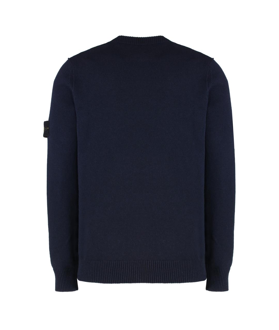STONE ISLAND Темно-синий шерстяной джемпер / свитер, фото 2