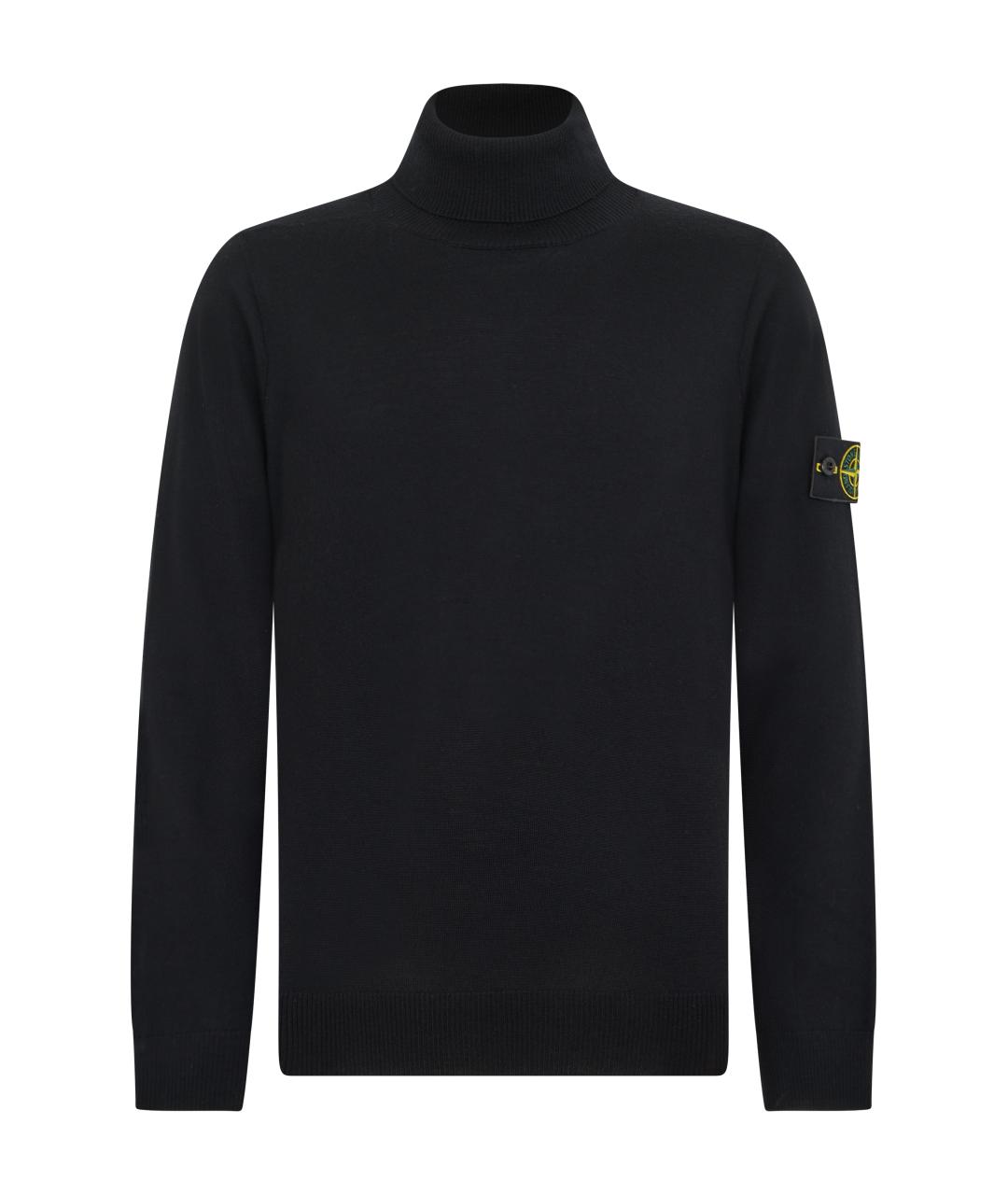 STONE ISLAND Черная шерстяная водолазка, фото 1