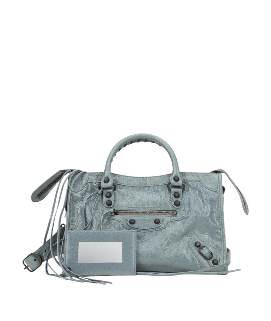BALENCIAGA Голубая кожаная сумка тоут, фото 1