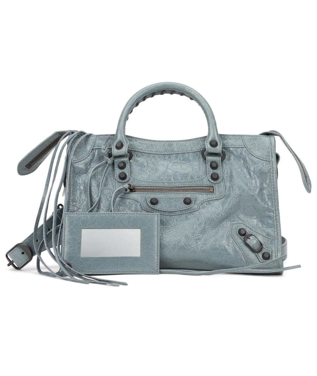 BALENCIAGA Голубая кожаная сумка тоут, фото 2