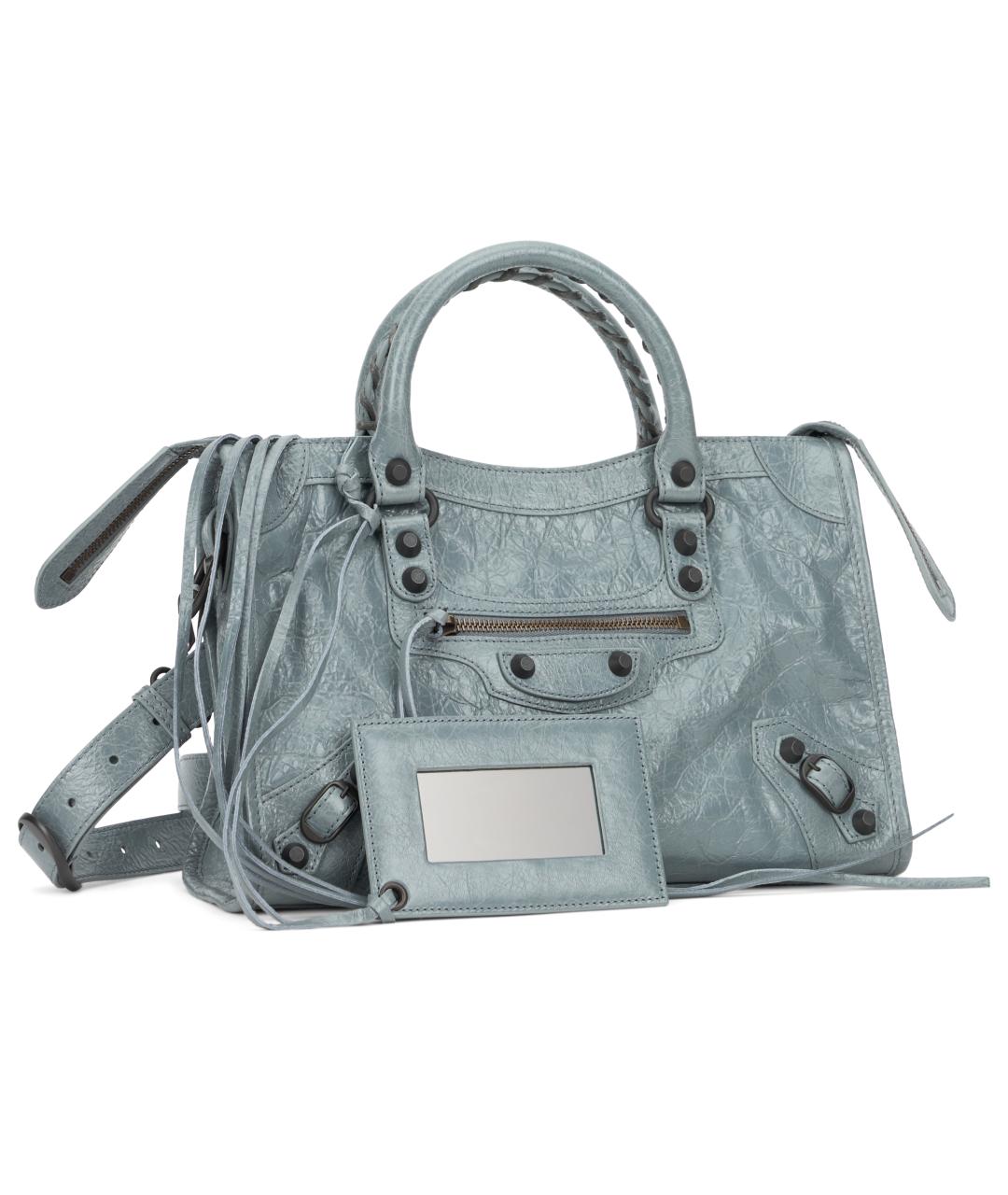 BALENCIAGA Голубая кожаная сумка тоут, фото 3