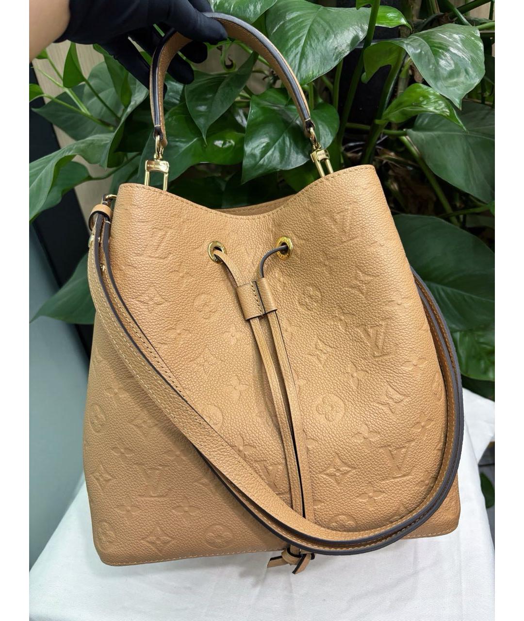 LOUIS VUITTON Бежевая кожаная сумка через плечо, фото 2